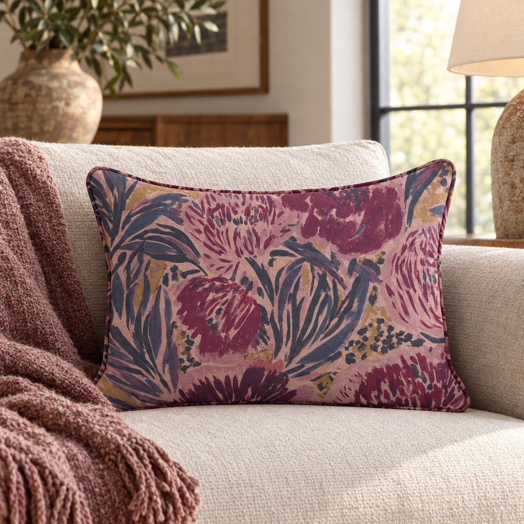 Midnight Peony Throw Pillow - Lemon Park