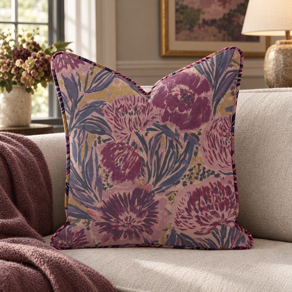 Midnight Peony Throw Pillow - Lemon Park