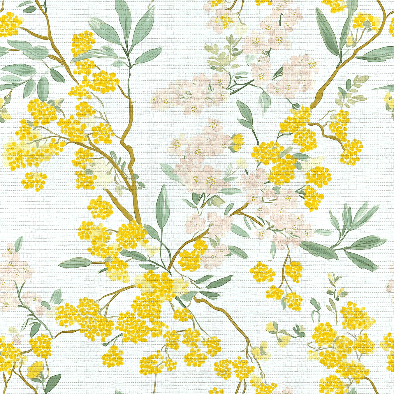 Mimosa Melody Faux Grasscloth Wallpaper - Lemon Park