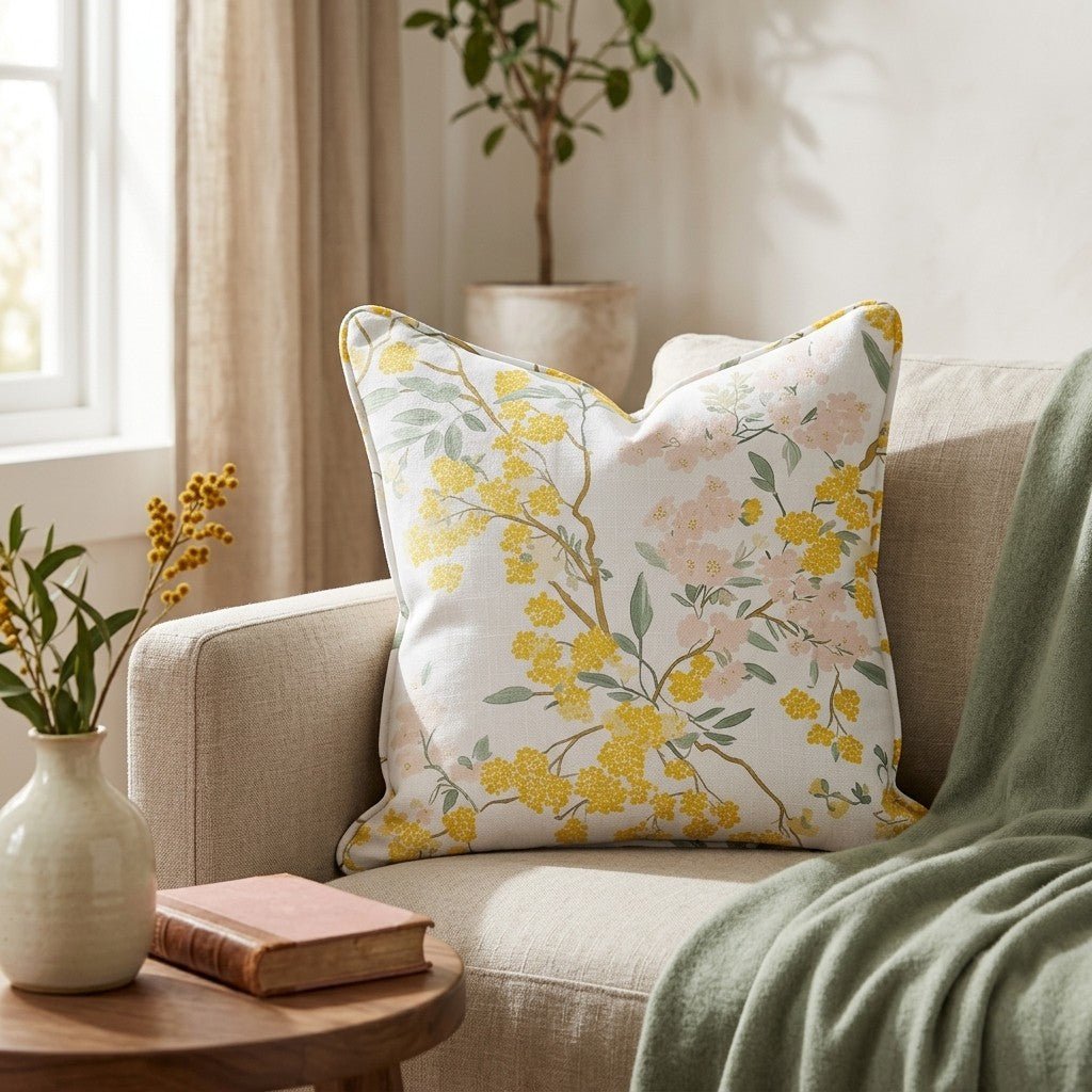Mimosa Melody Throw Pillow - Lemon Park