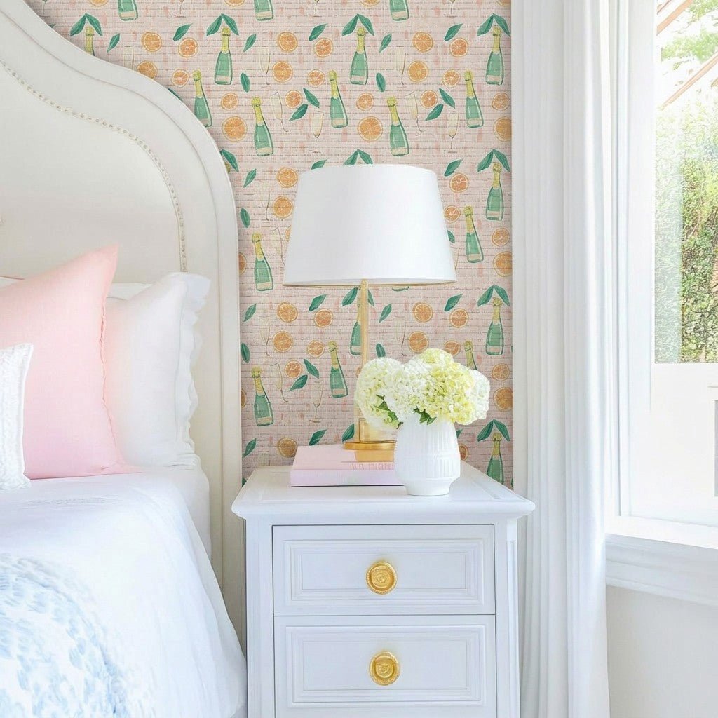 Mimosa Mornings Faux Grasscloth Wallpaper - Lemon Park