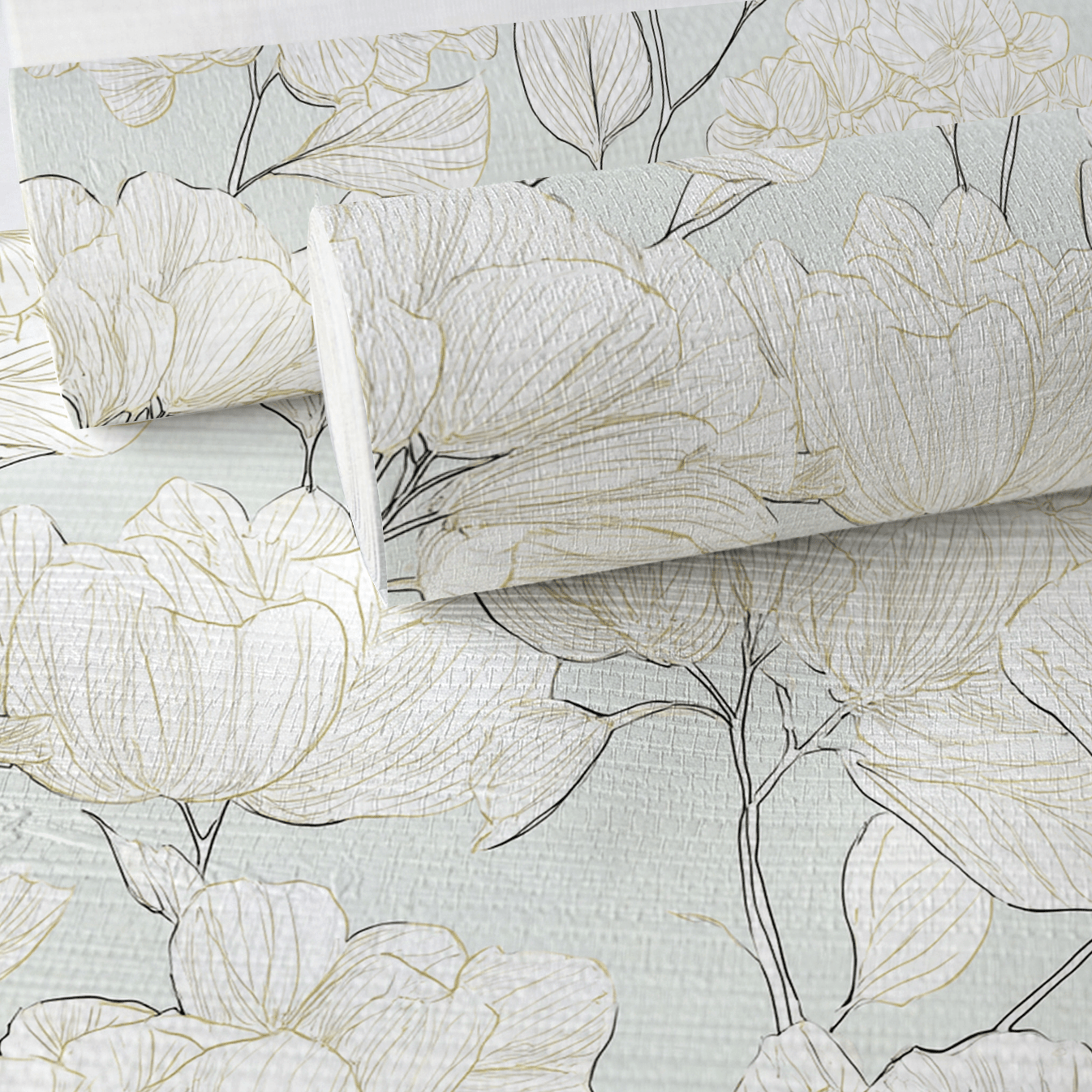 Mint Hydrangea Faux Grasscloth Wallpaper - Lemon Park