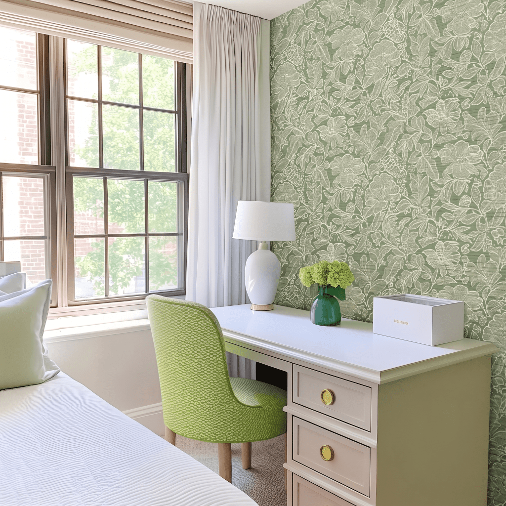 Mint Julep Faux Grasscloth Wallpaper - Lemon Park