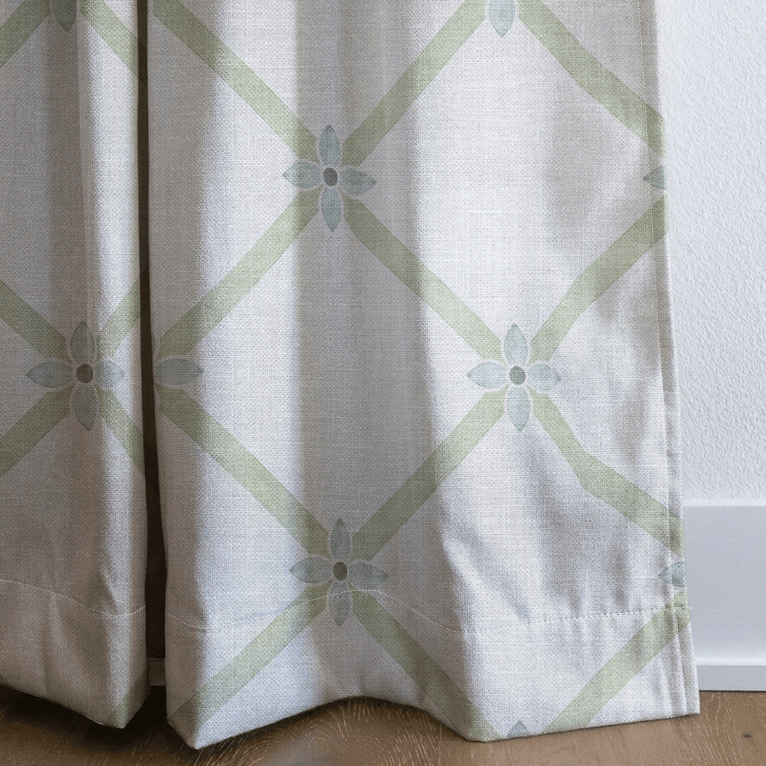 Mint To Be Floral Lattice - Drapery - Lemon Park