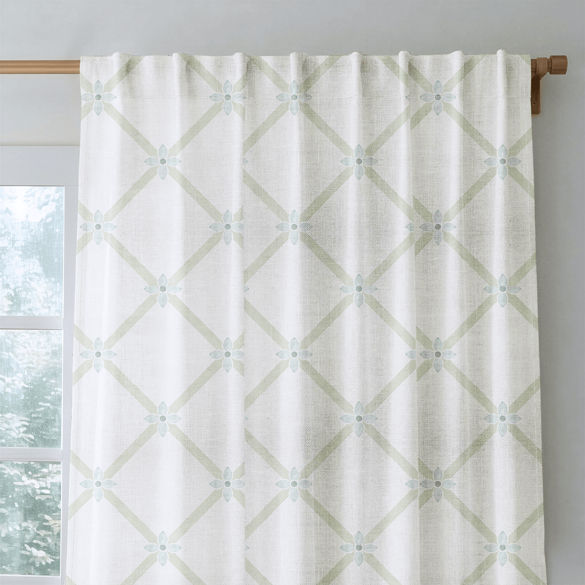 Mint To Be Floral Lattice - Drapery - Lemon Park