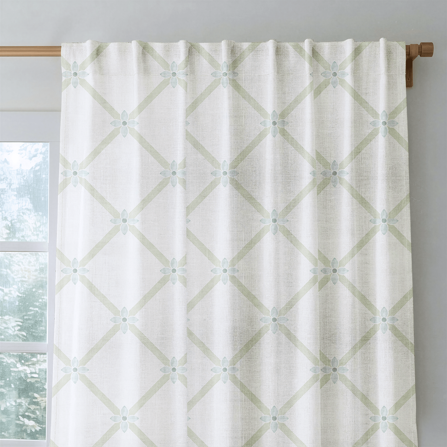 Mint To Be Floral Lattice - Drapery - Lemon Park