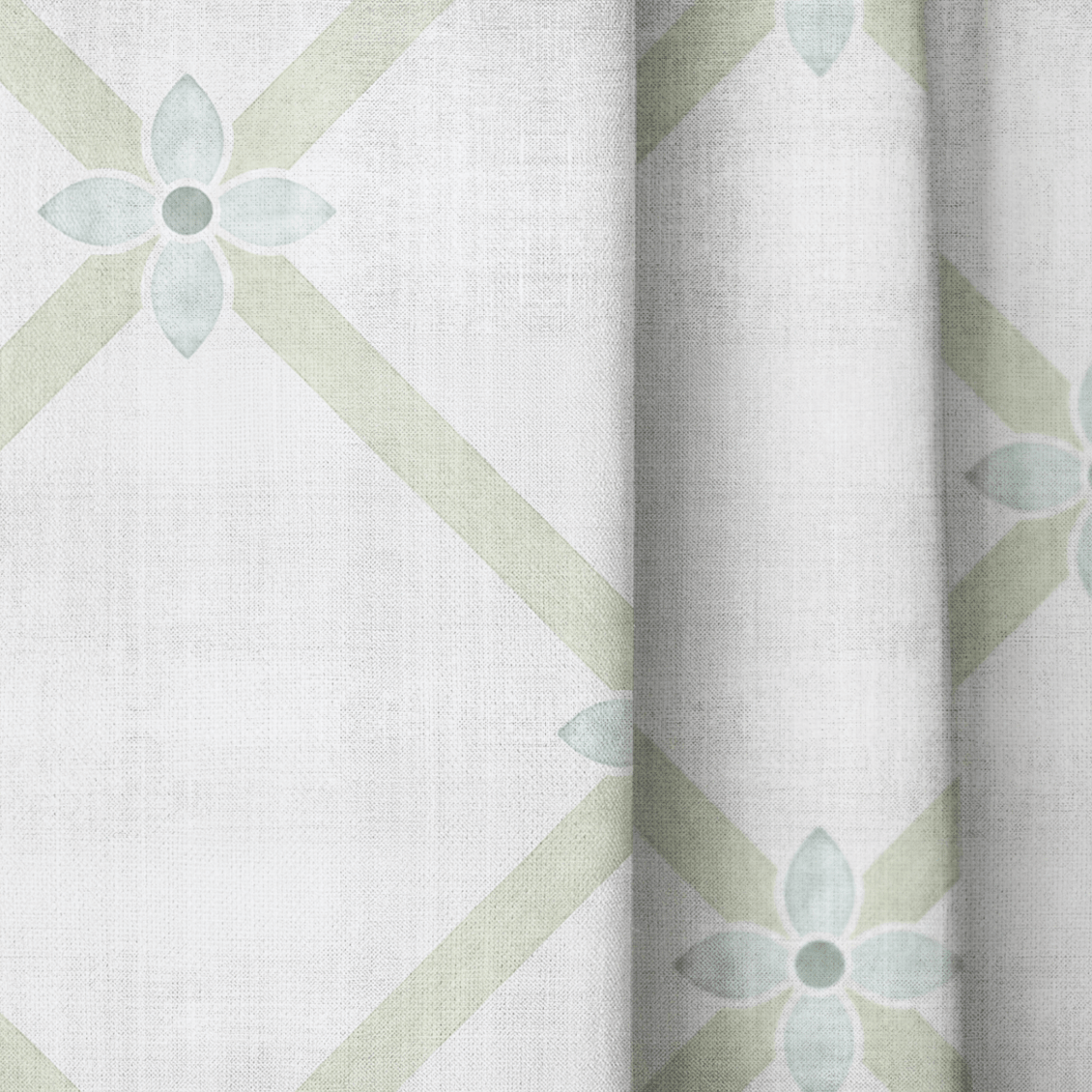 Mint To Be Floral Lattice - Drapery - Lemon Park