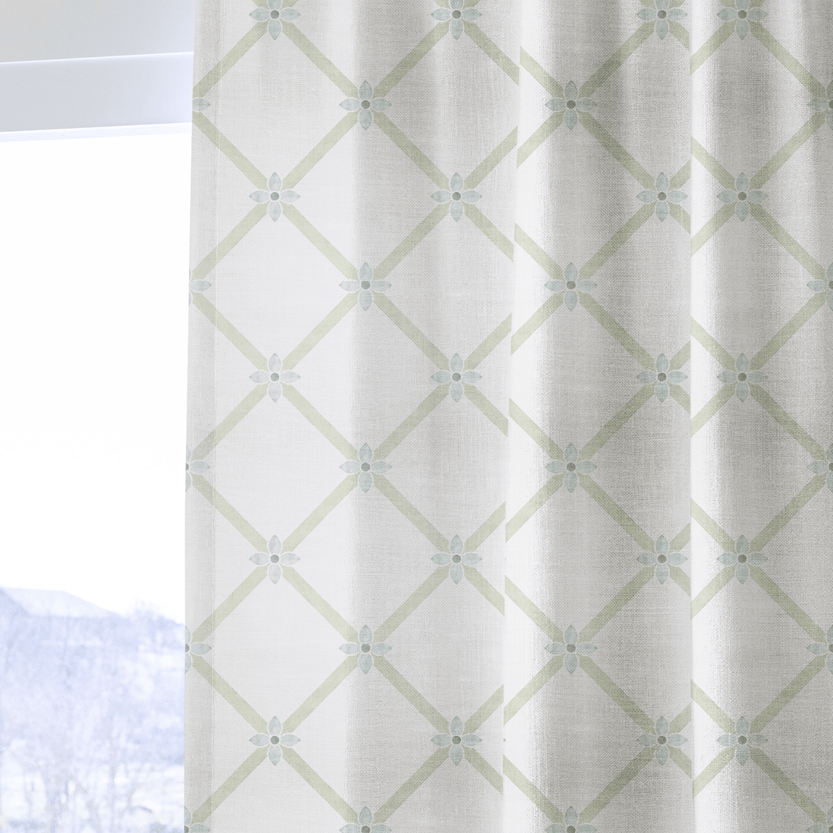 Mint To Be Floral Lattice - Drapery - Lemon Park