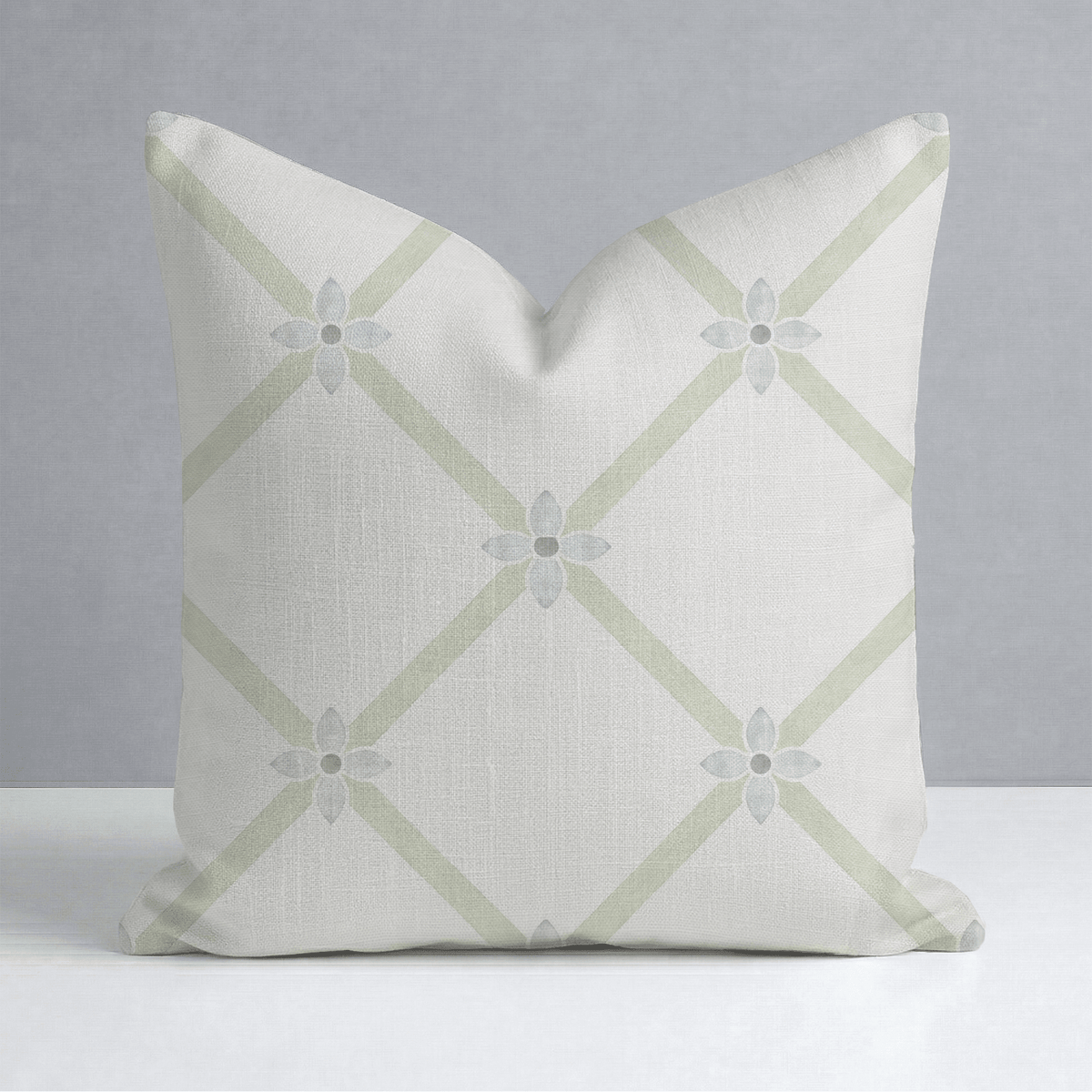 Mint To Be Floral Lattice Throw Pillow - Lemon Park