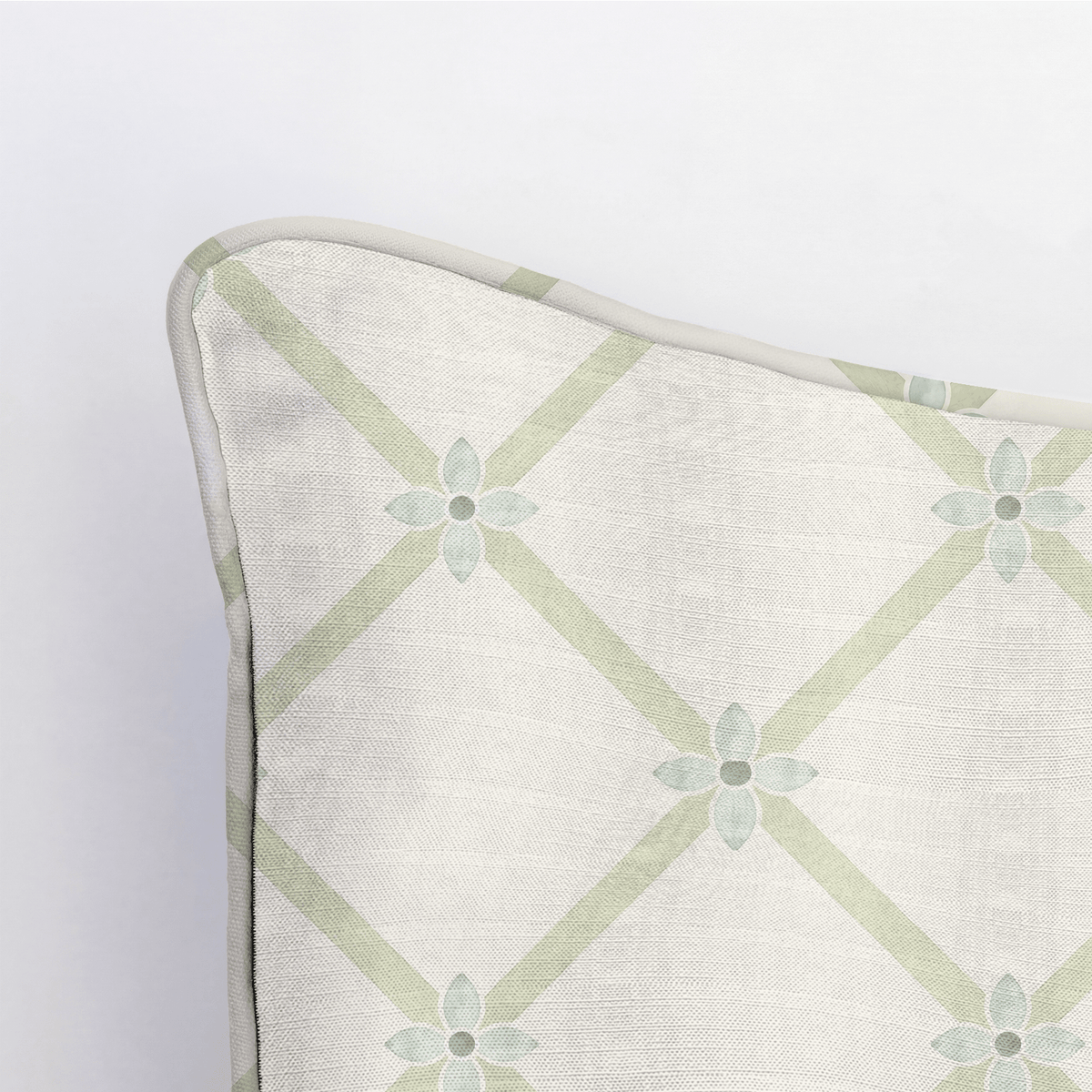 Mint To Be Floral Lattice Throw Pillow - Lemon Park