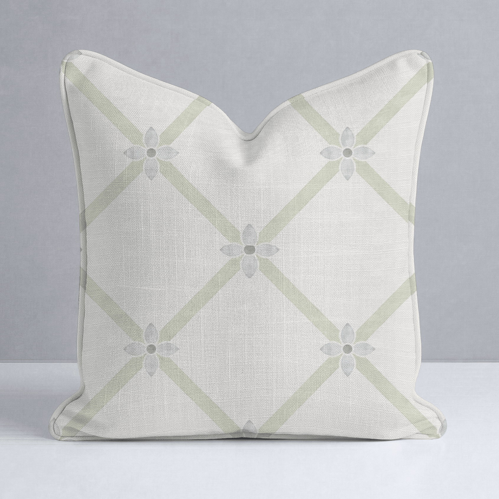 Mint To Be Floral Lattice Throw Pillow - Lemon Park