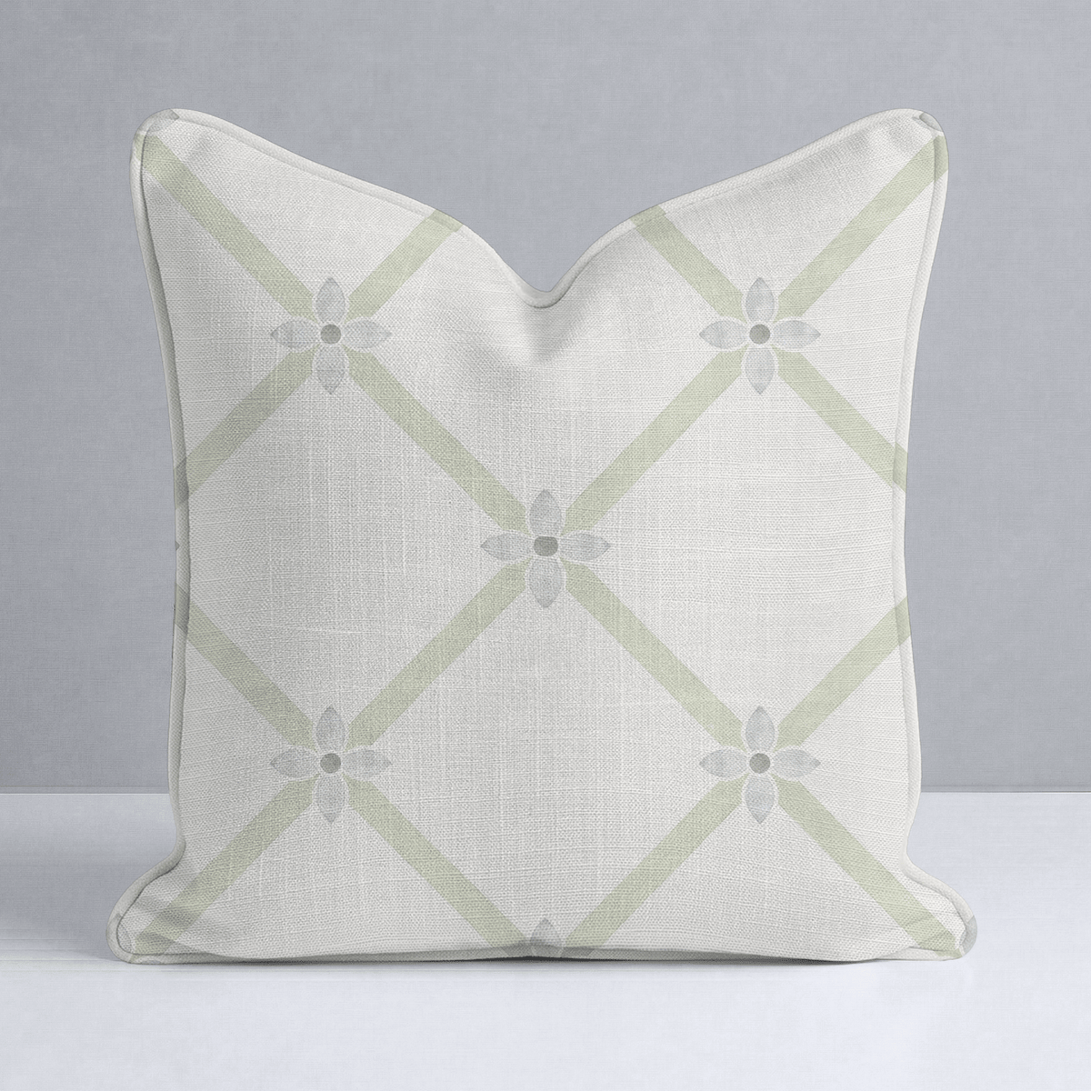 Mint To Be Floral Lattice Throw Pillow - Lemon Park