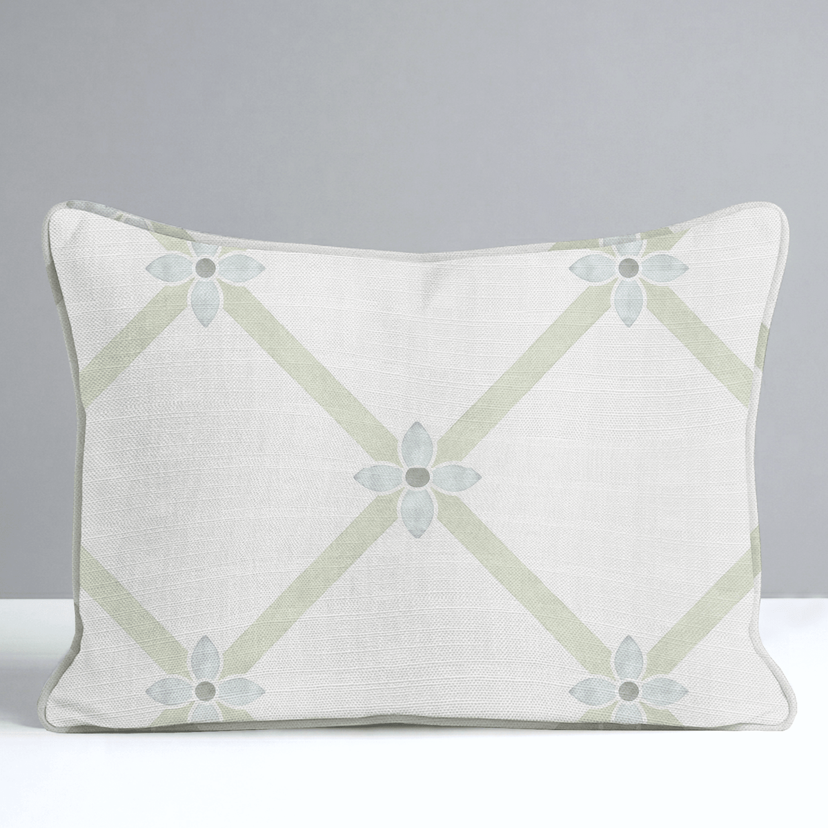 Mint To Be Floral Lattice Throw Pillow - Lemon Park