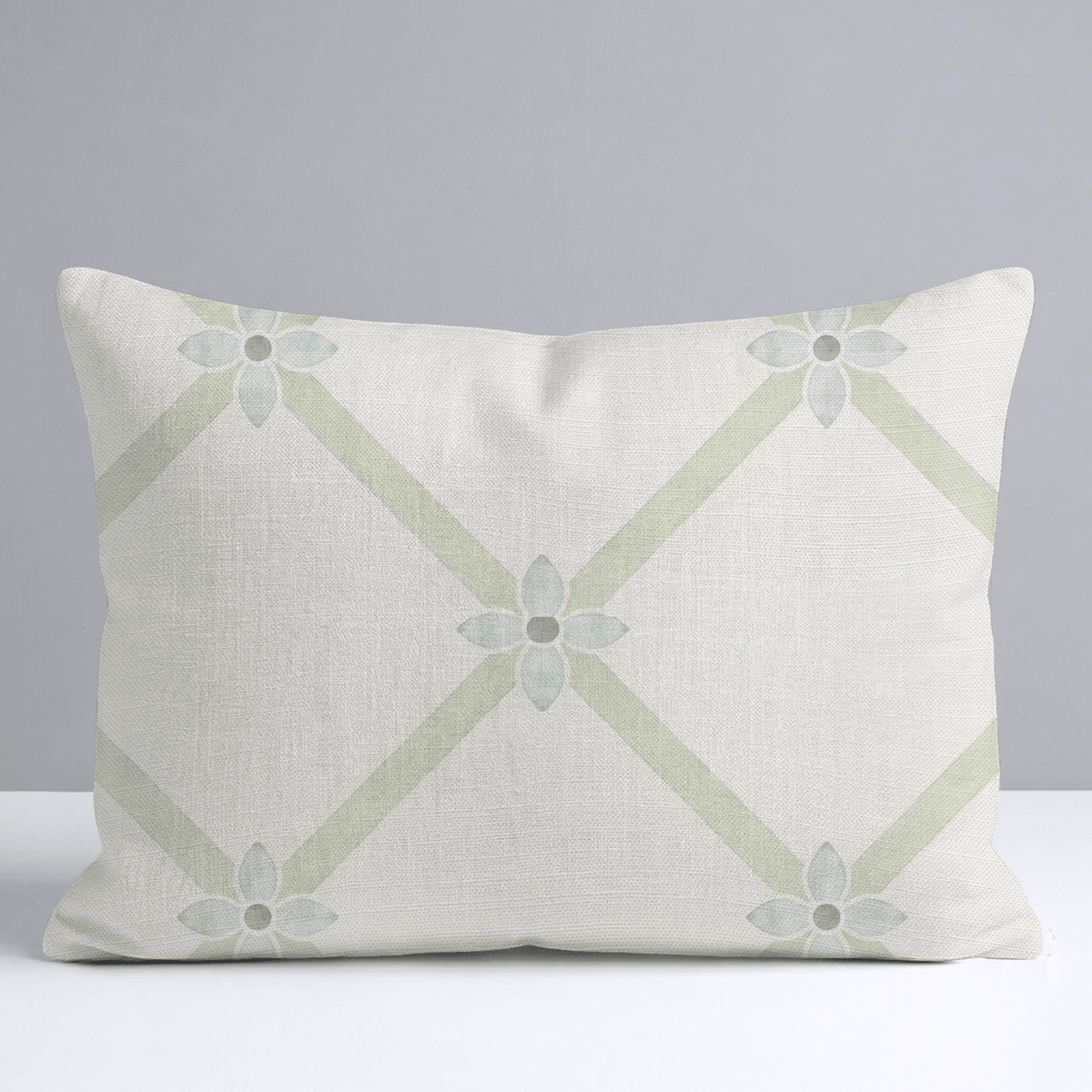 Mint To Be Floral Lattice Throw Pillow - Lemon Park