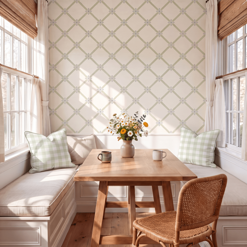 Mint To Be Floral Lattice Wallpaper - Lemon Park