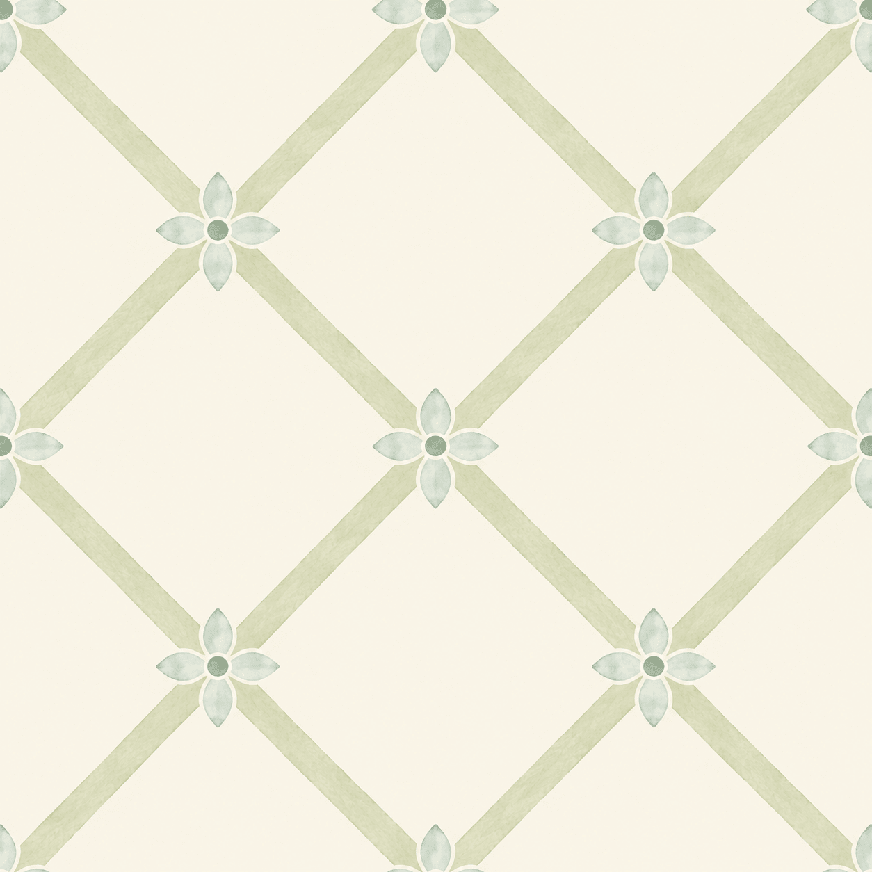 Mint To Be Floral Lattice Wallpaper - Lemon Park