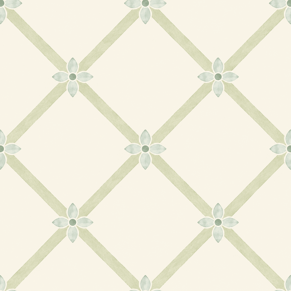 Mint To Be Floral Lattice Wallpaper - Lemon Park