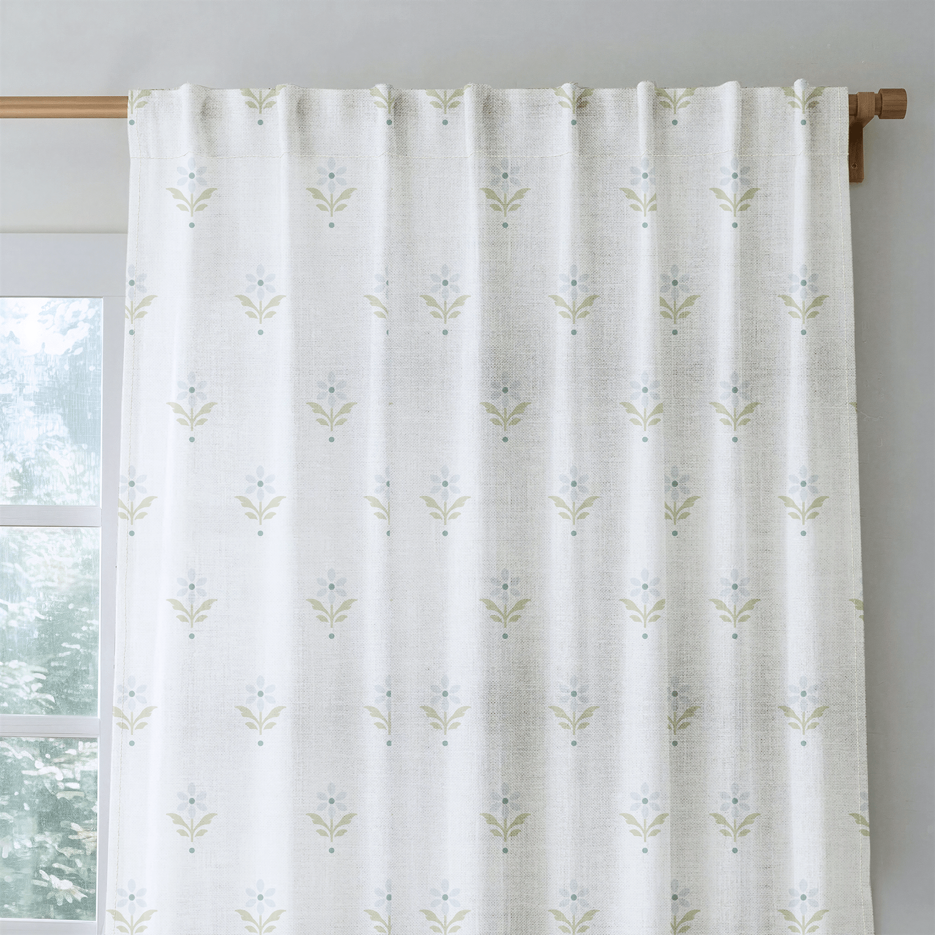 Mint To Be Ivory Block Print - Drapery - Lemon Park