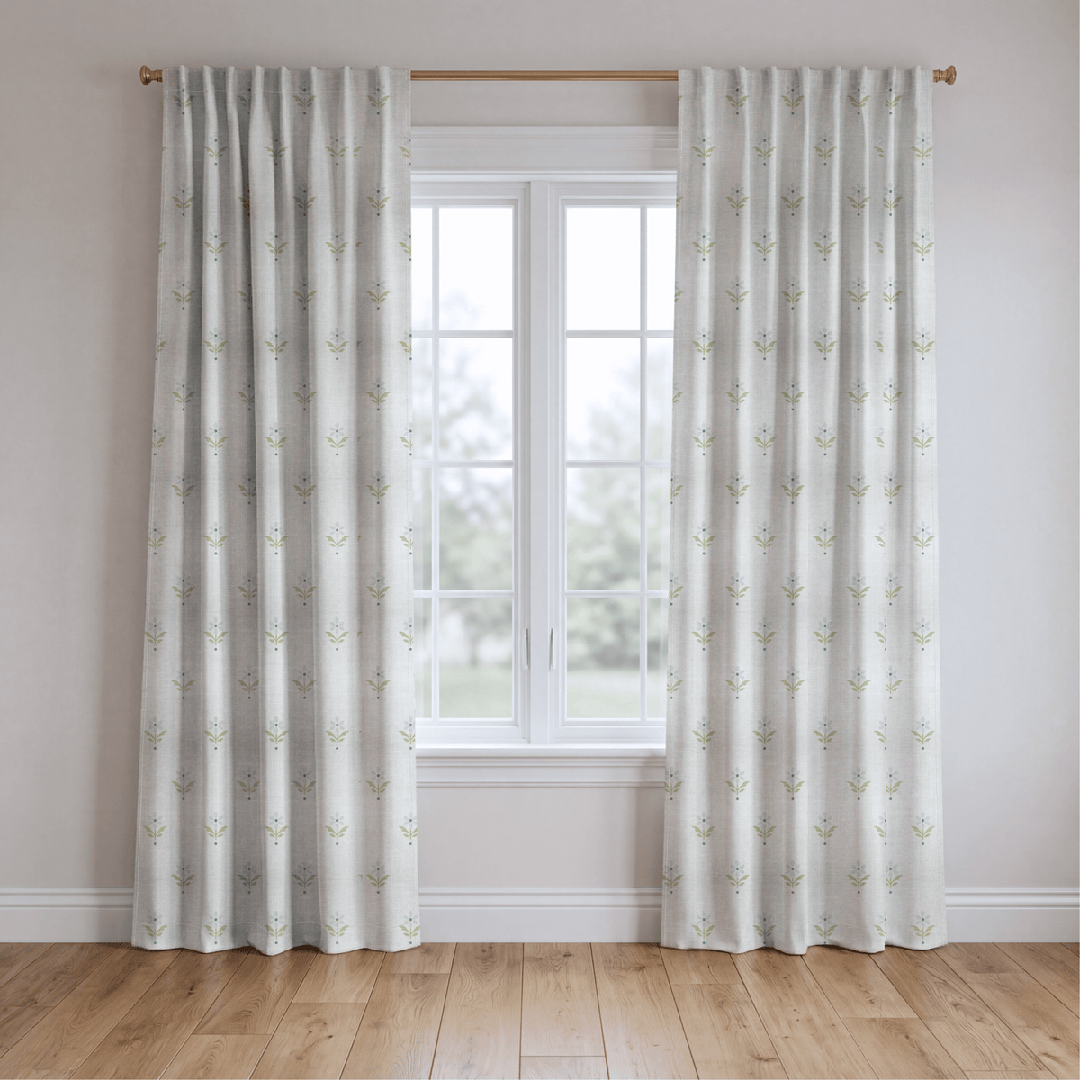 Mint To Be Ivory Block Print - Drapery - Lemon Park