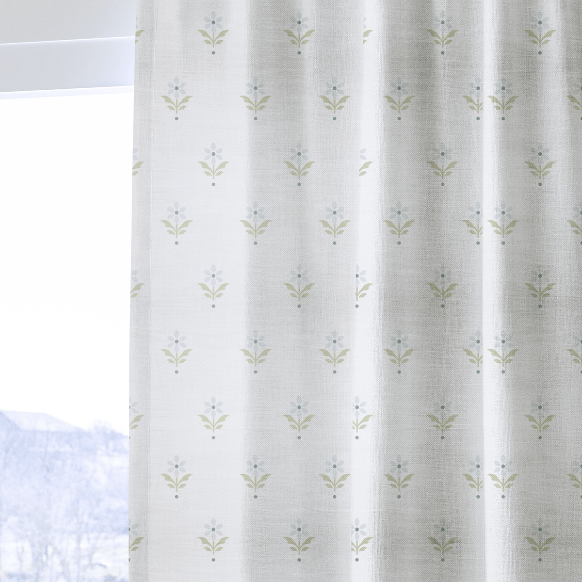 Mint To Be Ivory Block Print - Drapery - Lemon Park