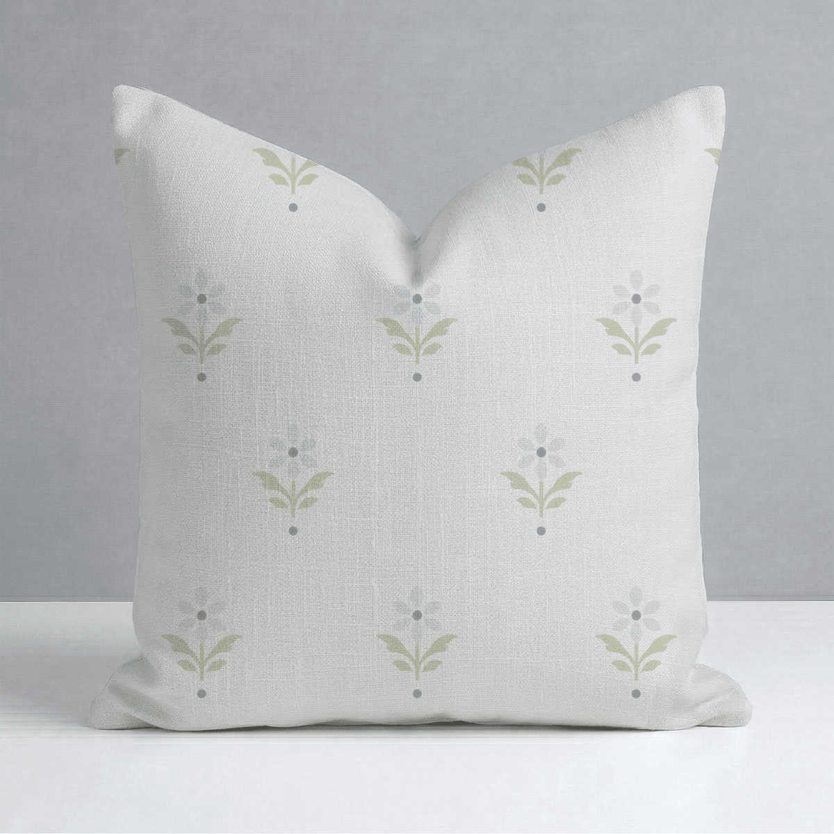 Mint To Be Ivory Block Print Throw Pillow - Lemon Park