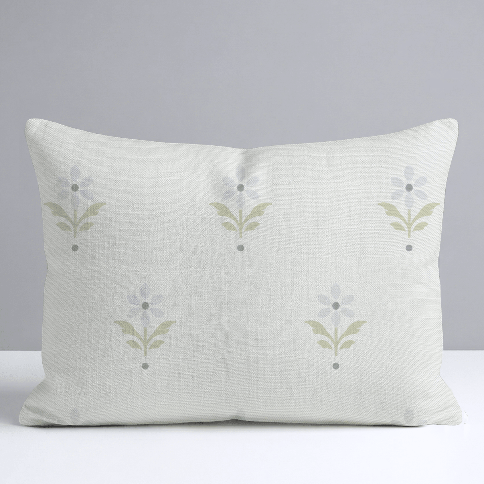 Mint To Be Ivory Block Print Throw Pillow - Lemon Park