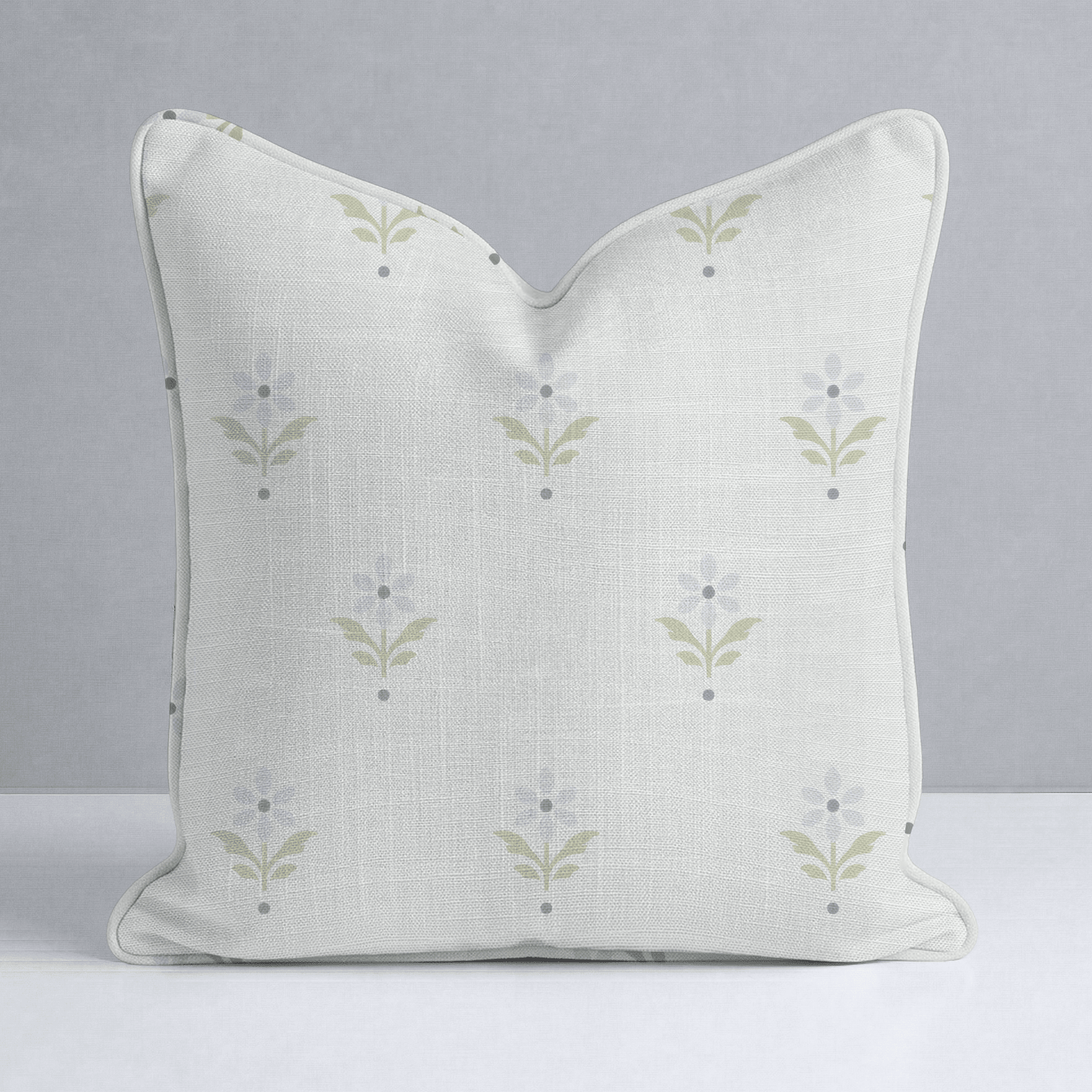 Mint To Be Ivory Block Print Throw Pillow - Lemon Park