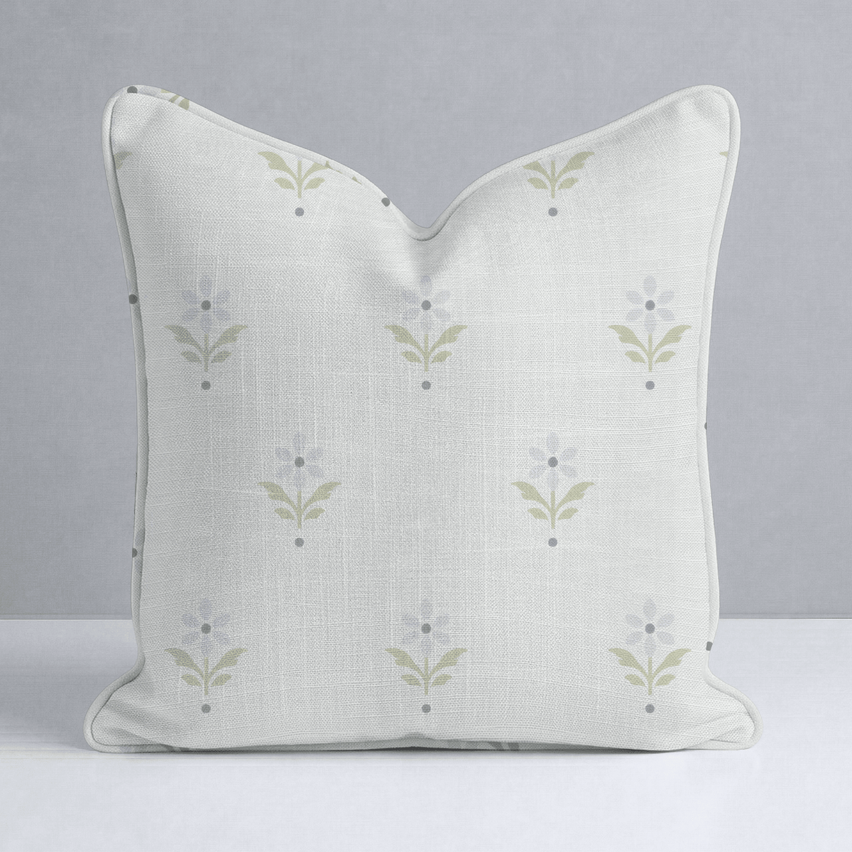 Mint To Be Ivory Block Print Throw Pillow - Lemon Park
