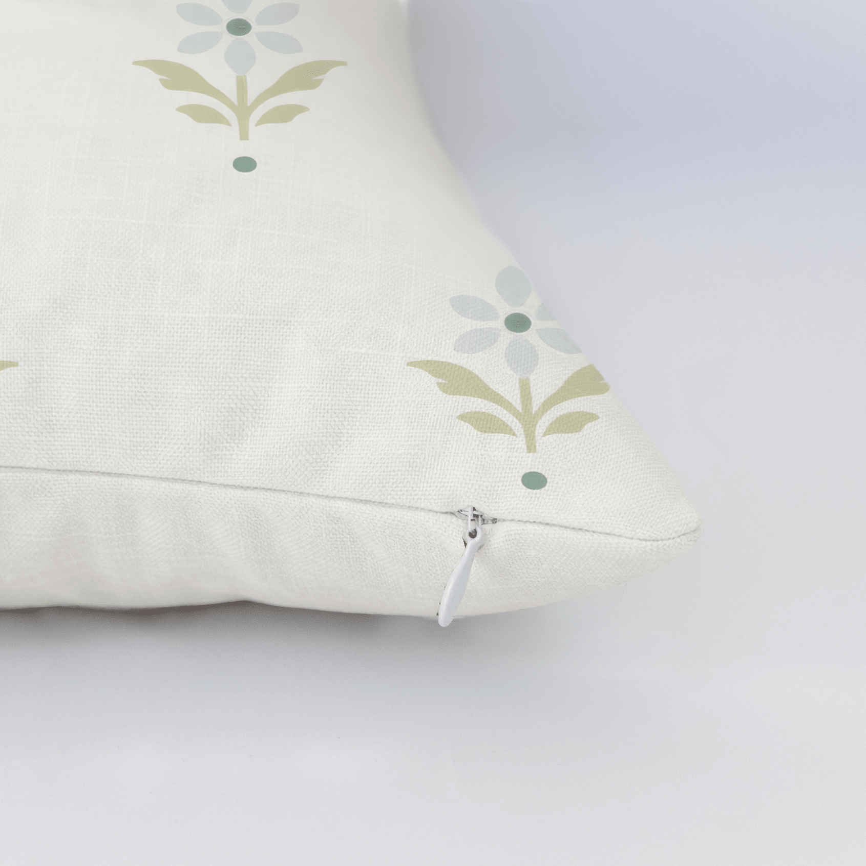 Mint To Be Ivory Block Print Throw Pillow - Lemon Park