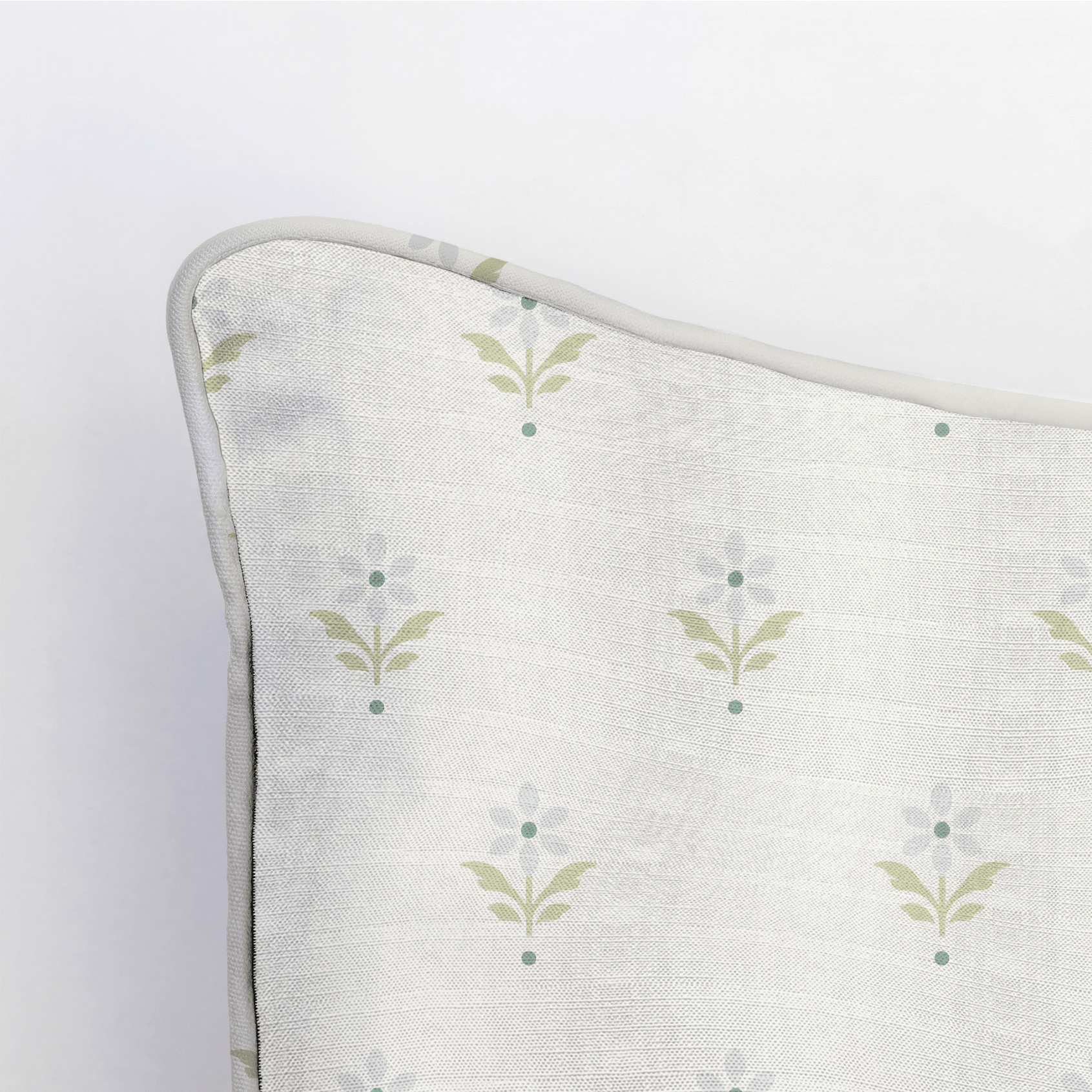 Mint To Be Ivory Block Print Throw Pillow - Lemon Park