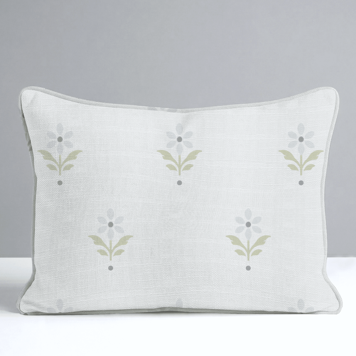 Mint To Be Ivory Block Print Throw Pillow - Lemon Park