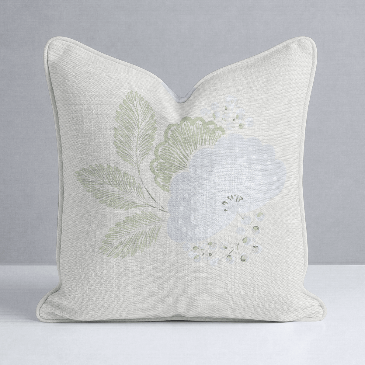 Mint To Be Ivory Mint Blossom Throw Pillow - Lemon Park