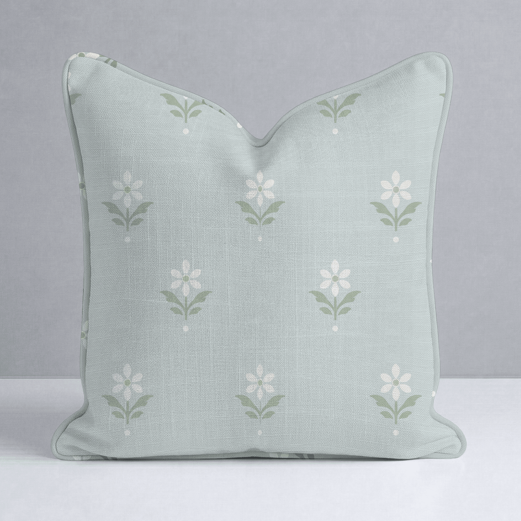 Mint To Be Sage Block Print Throw Pillow - Lemon Park