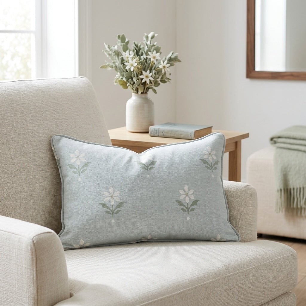 Mint To Be Sage Block Print Throw Pillow - Lemon Park