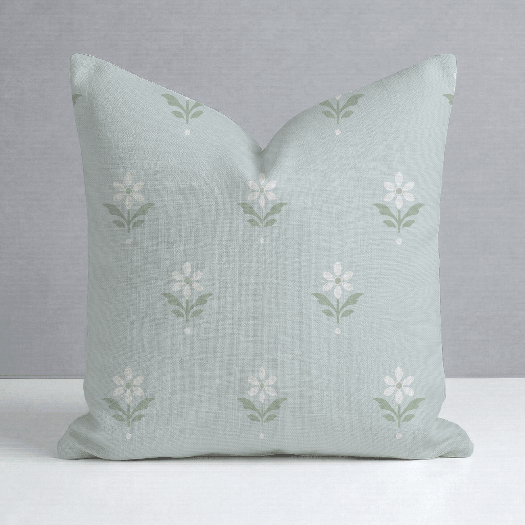 Mint To Be Sage Block Print Throw Pillow - Lemon Park