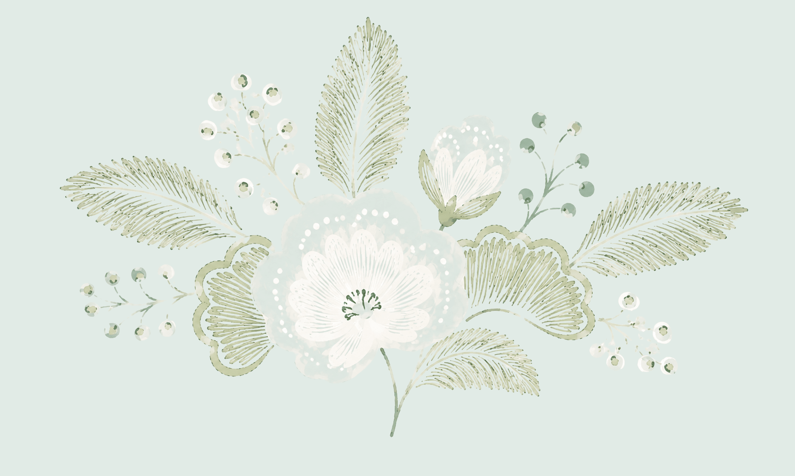 Mint To Be Sage Flora - Tapestry - Lemon Park