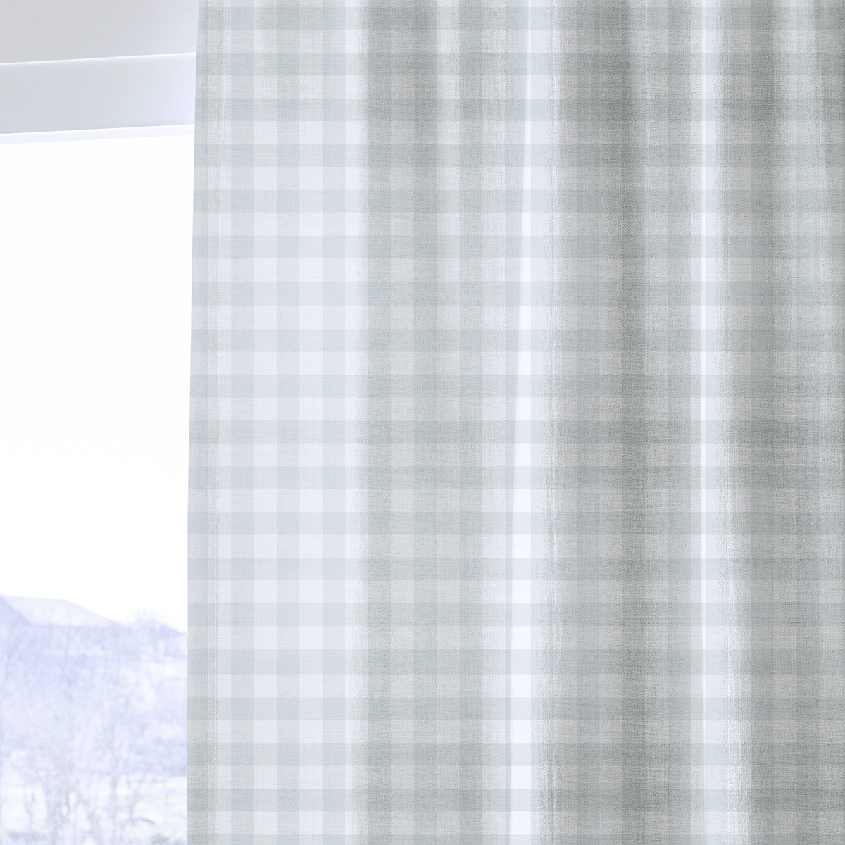 Mint To Be Sage Gingham - Drapery - Lemon Park