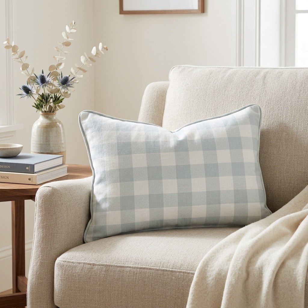 Mint To Be Sage Gingham Throw Pillow - Lemon Park