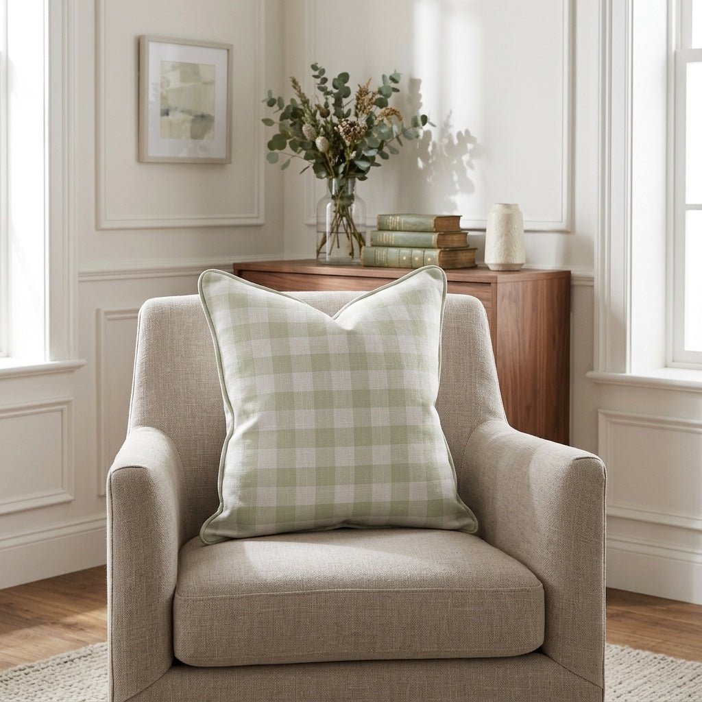 Mint To Be Soft Mint Gingham Throw Pillow - Lemon Park