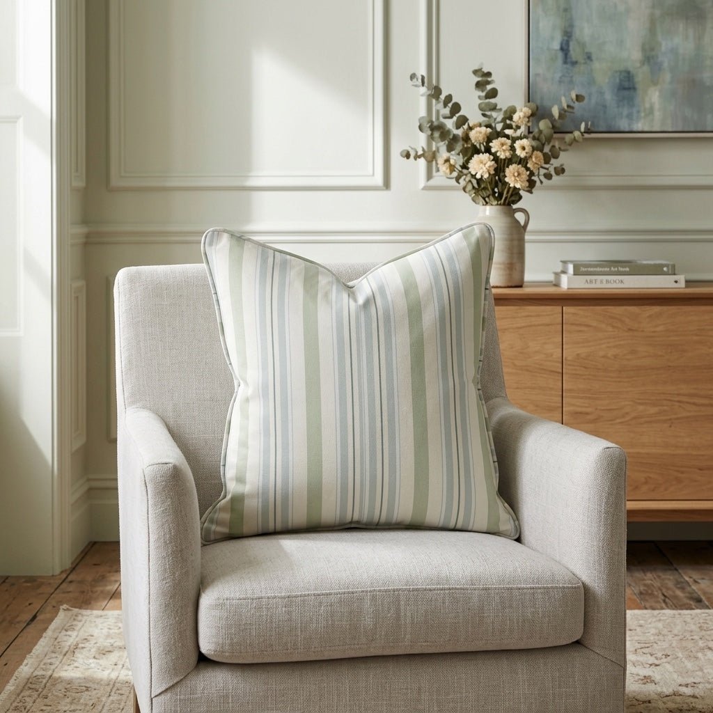 Mint To Be Stripes Throw Pillow - Lemon Park