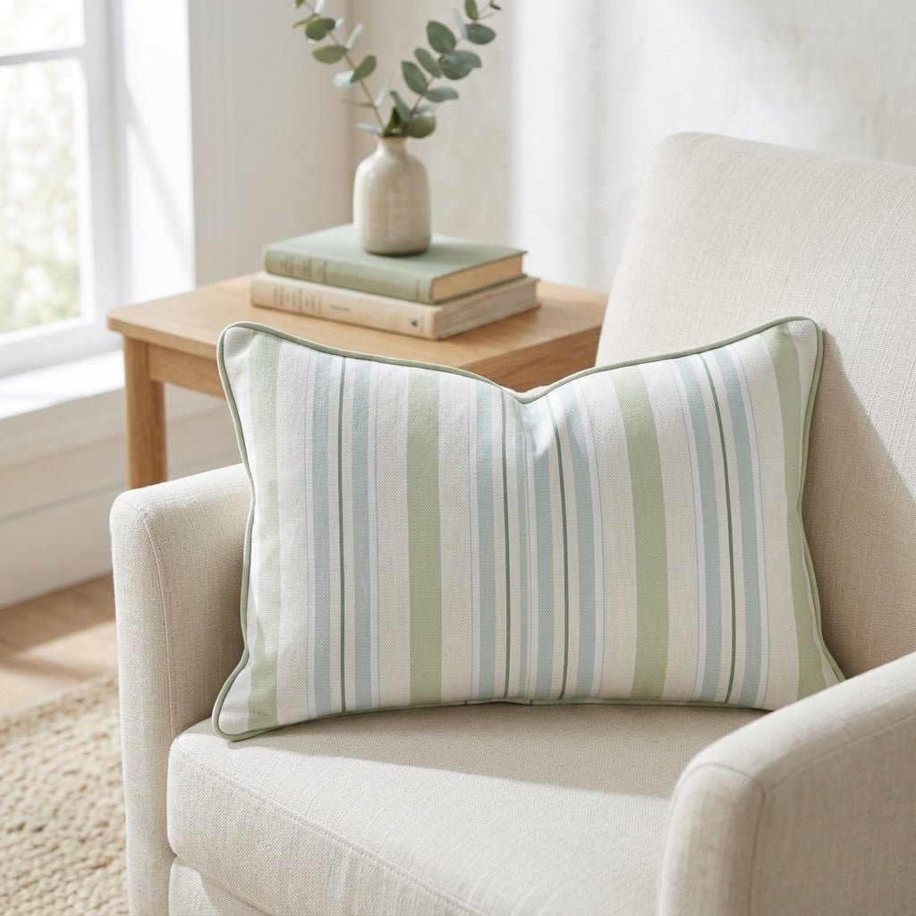 Mint To Be Stripes Throw Pillow - Lemon Park