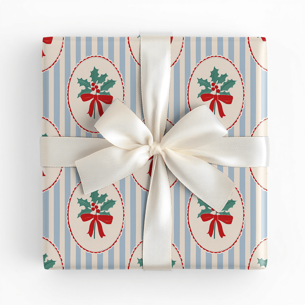 Mistletoe Stripes - Wrapping Paper - Lemon Park