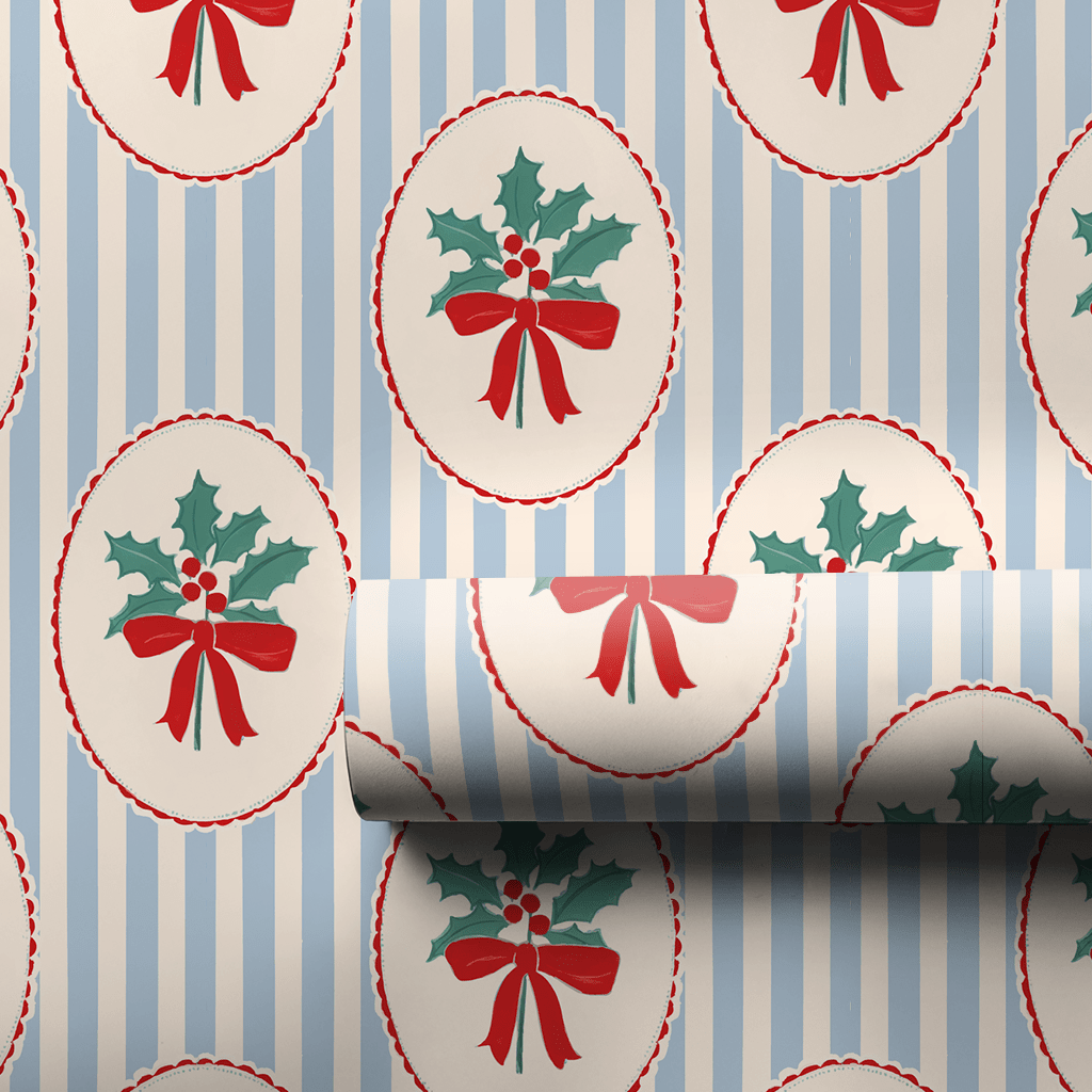 Mistletoe Stripes - Wrapping Paper - Lemon Park