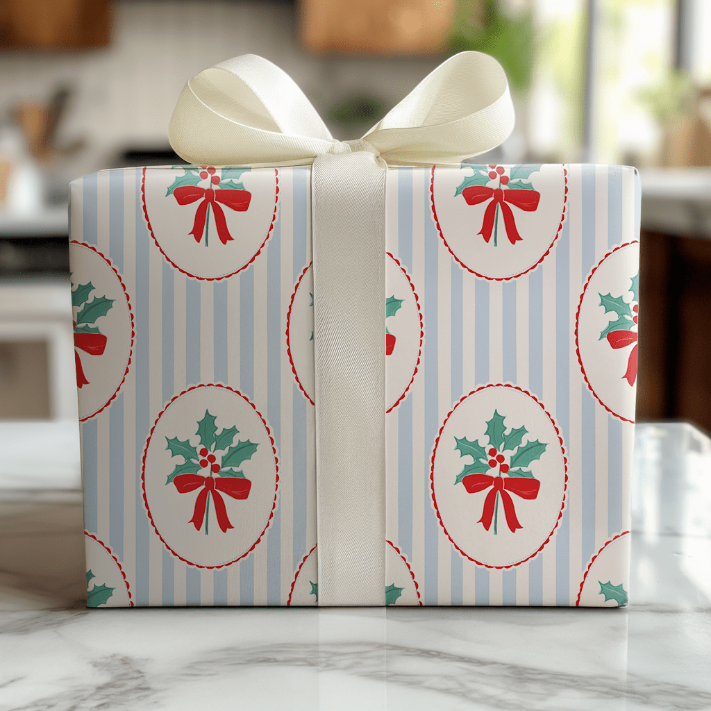 Mistletoe Stripes - Wrapping Paper - Lemon Park