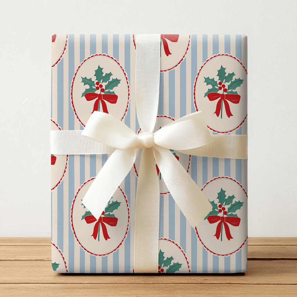 Mistletoe Stripes - Wrapping Paper - Lemon Park