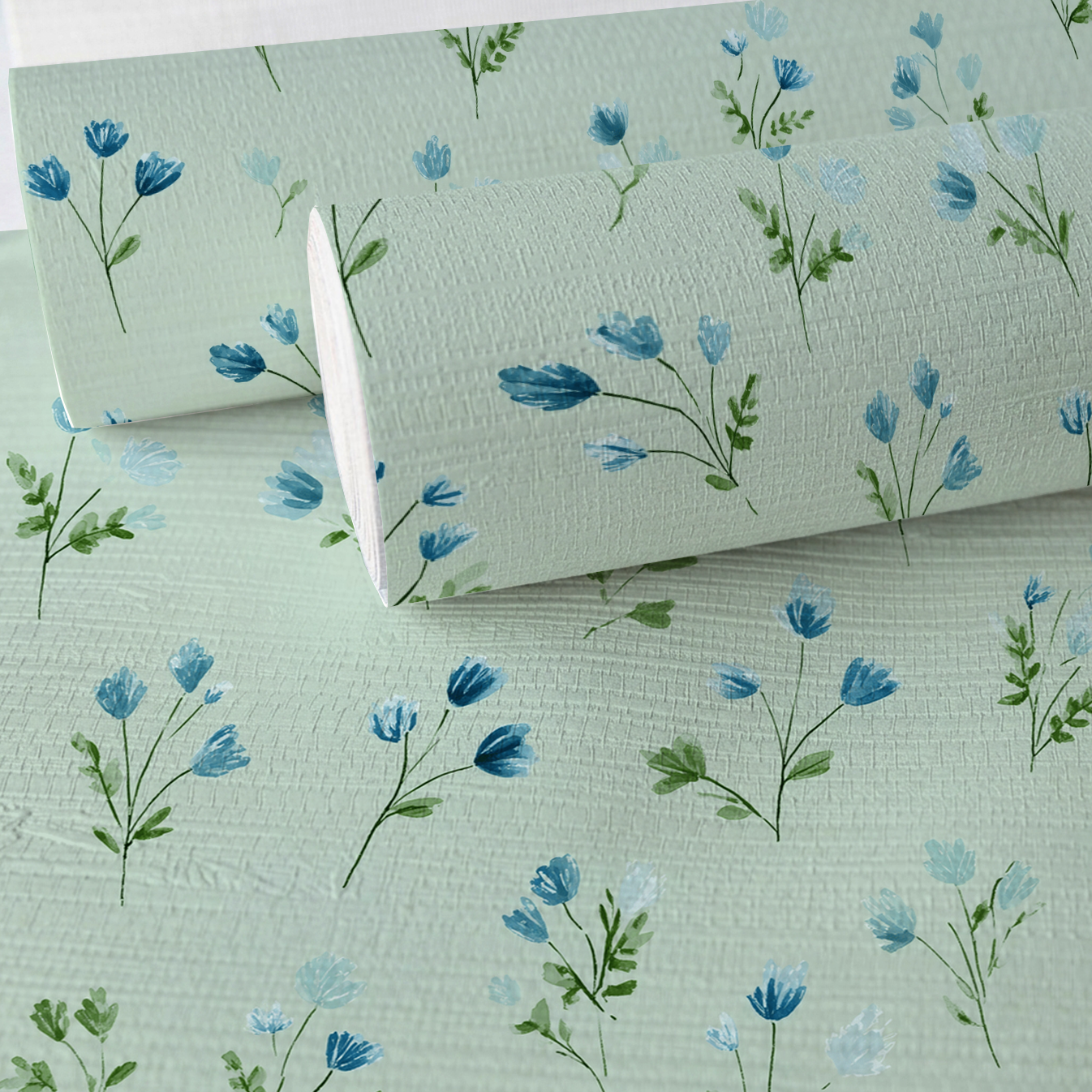 Misty Flora Faux Grasscloth Wallpaper