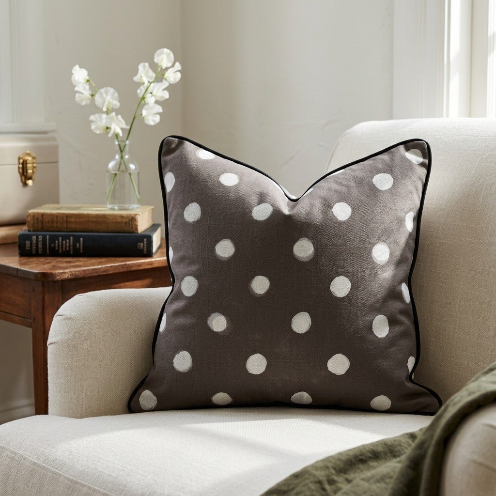 Mocha Dot Throw Pillow - Lemon Park
