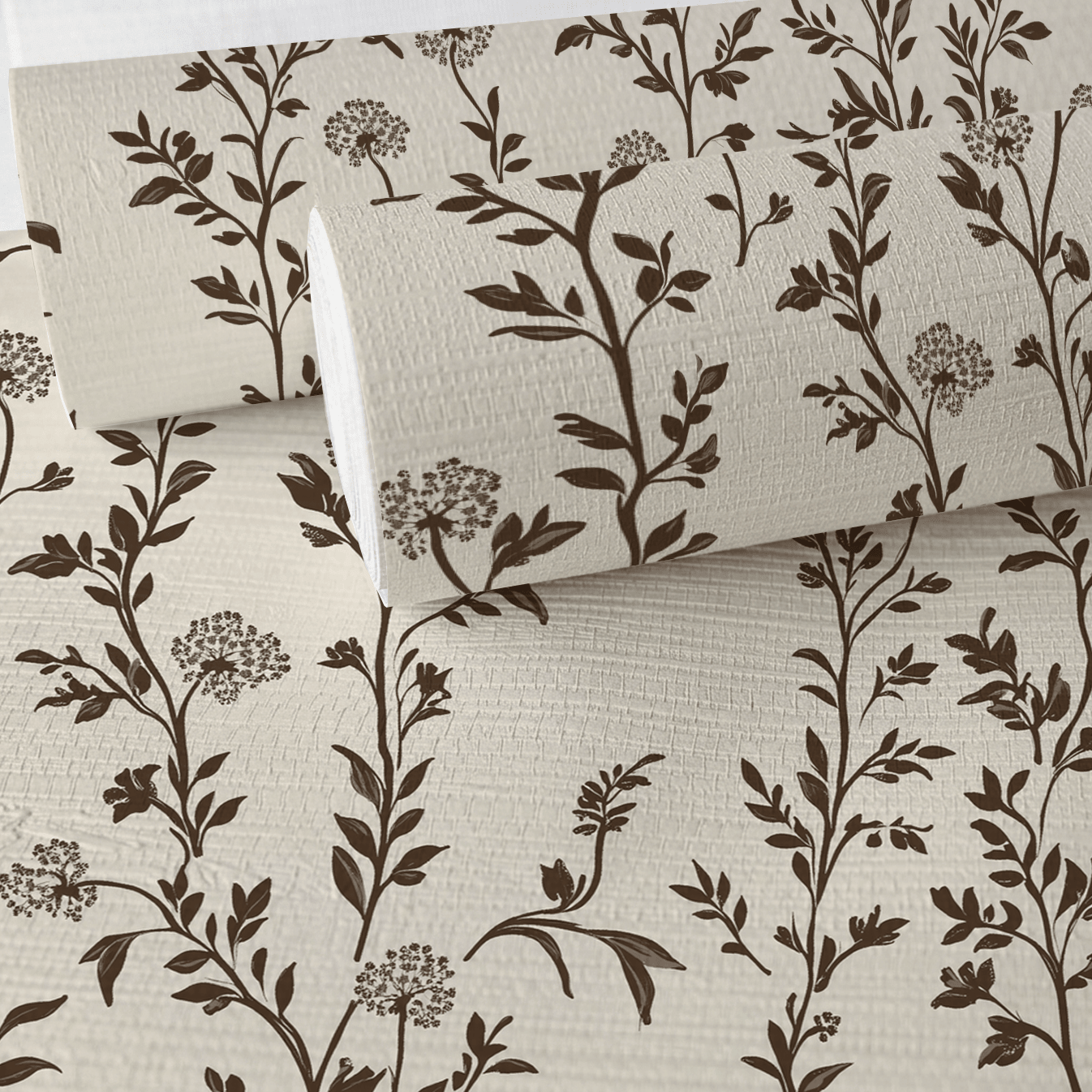 Mocha Vine Faux Grasscloth Wallpaper - Lemon Park