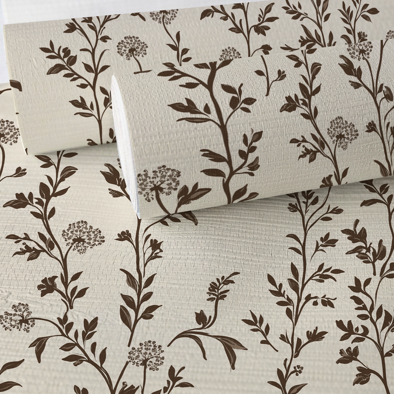 Mocha Vine Faux Grasscloth Wallpaper