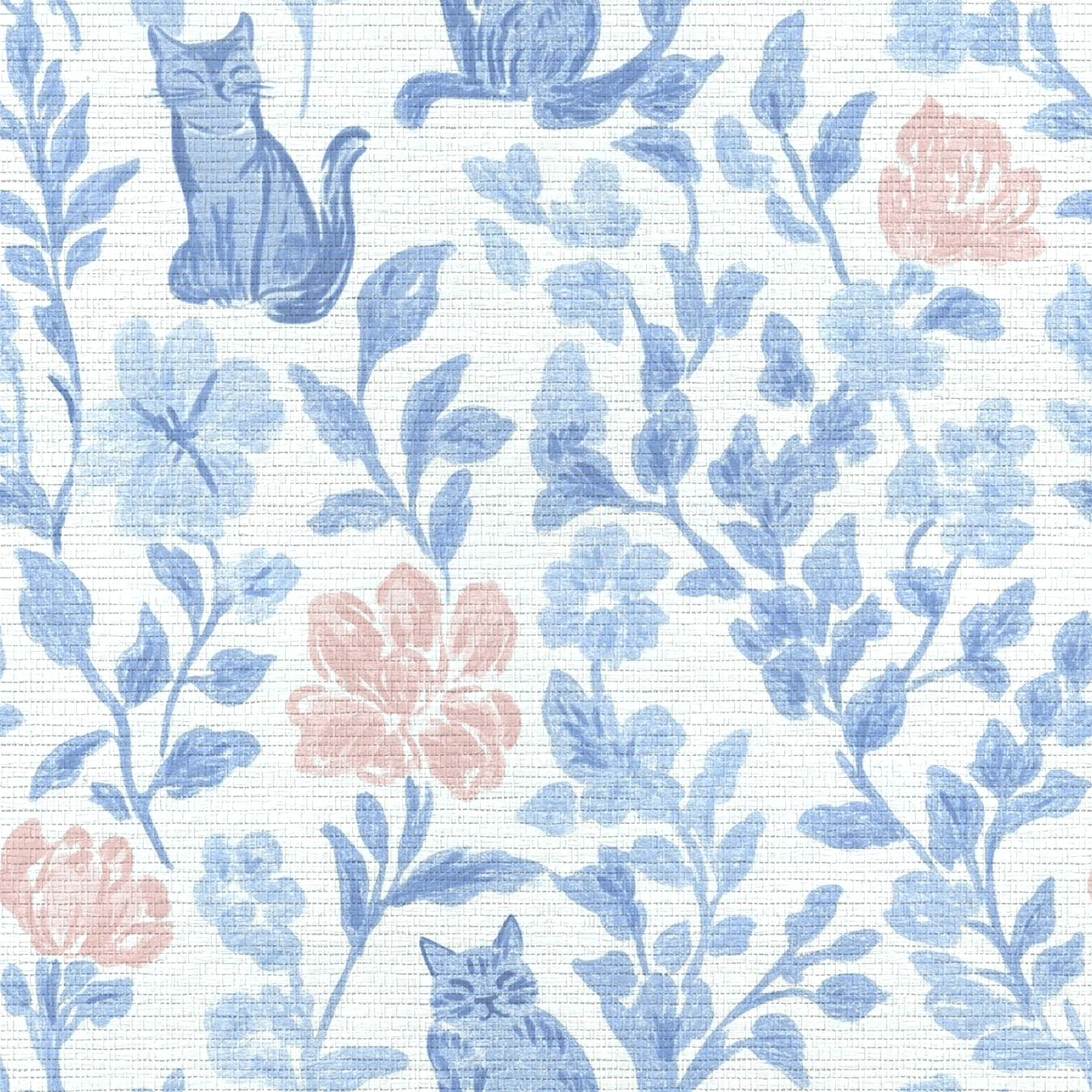 Mod Meow Faux Grasscloth Wallpaper - Lemon Park